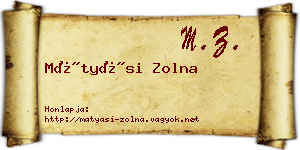 Mátyási Zolna névjegykártya